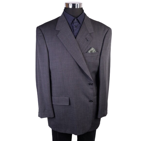 HART SCHAFFNER & MARX GOLD TRUMPETER Gray Wool 2 Button Sport Coat Jacket Sz 48R - Picture 2 of 13